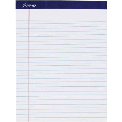 Ampad Legal Ruled Writing Pad - Legal Ruled - 1" x 8.5" x 11.8" - Smooth Surface, Perforated, Sturdy Back - 4 / Pack
