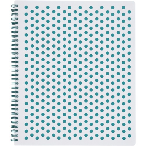 TOPS Polka Dot Design Spiral Notebook - Double Wire Spiral - College Ruled - 3 Hole(s) - 11" x 9" - Teal Polka Dot Cover - Micro Perforated, Hole-punched, Durable, Wear Resistant, Damage Resistant - 1 Each