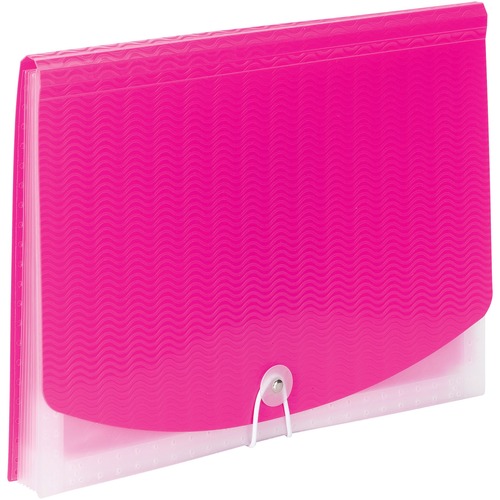 Smead Letter Expanding File - 8 1/2" x 11" - 7 Pocket(s) - 6 Divider(s) - Multi-colored, Pink, Clear - 1 Each