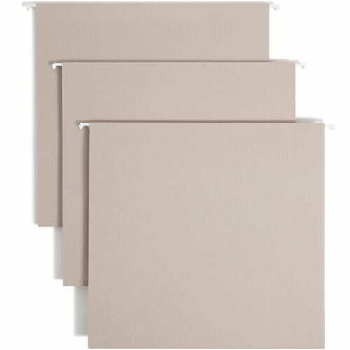 Smead TUFF 1/3 Tab Cut Letter Recycled Hanging Folder - 8 1/2" x 11" - 4" Expansion - Top Tab Location - Assorted Position Tab Position - Steel Gray - 10% Recycled - 18 / Box