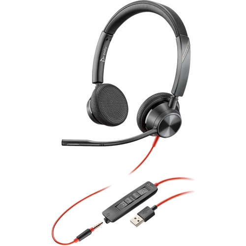 Poly Blackwire 3325, Microsoft, USB-A - Stereo - USB Type A, Mini-phone (3.5mm) - Wired - Over-the-head - Binaural - Supra-aural - Telephone Headsets & Accessories - PLN214016101