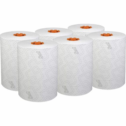 Scott Paper Towel - 8" x 580 ft - White, Orange - Paper - Centrefeed, Absorbent, Anti-bacterial - For Restroom - 6 / Box = KCC47035