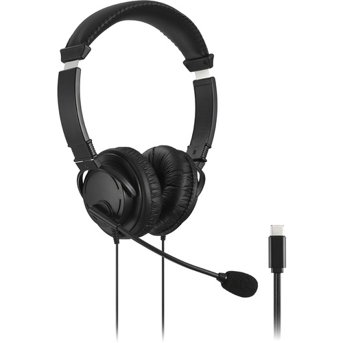 Kensington Hi-Fi USB-C Headphones With Mic Stereo Headset, Over-the-Head, Black