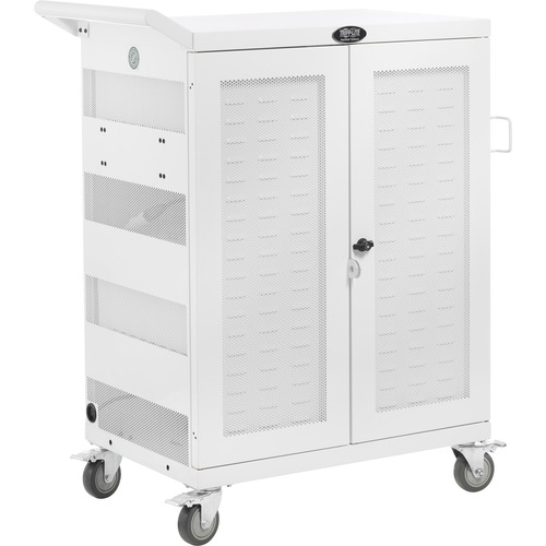 Tripp Lite by Eaton Safe-IT Multi-Device UV Charging Cart, Hospital-Grade, 32 AC Outlets, Laptops, Chromebooks, Antimicrobial, White - 2 Shelf - 4 Casters - Steel - 34.8" Width x 21.6" Depth x 42.3" Height - Steel Frame - White - For 32 Devices
