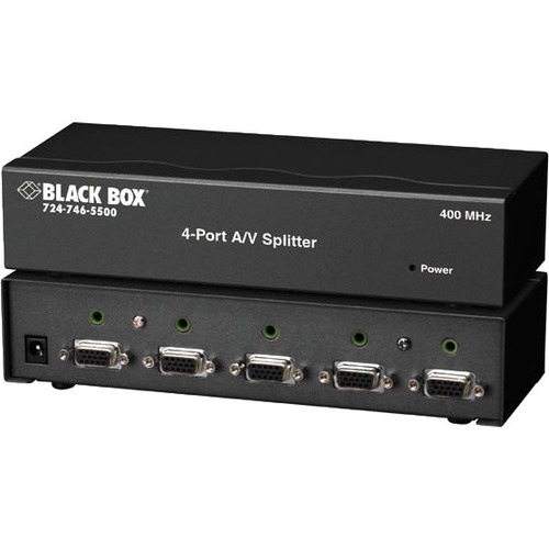 Black Box AC650A-4 4-Port Video Splitter - 5 x Monitor - 2048 x 1536 @ 60Hz - SVGA, XGA, UXGA, QXGA