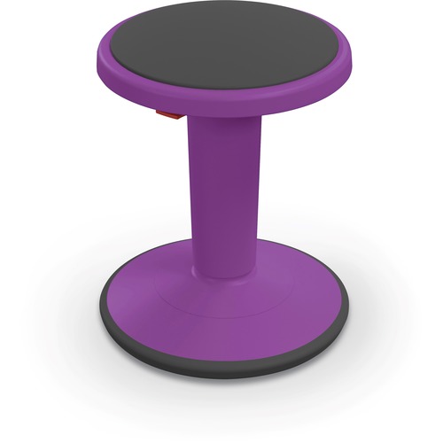 MooreCo Hierarchy Grow Stool - Gray Polypropylene, Thermoplastic Elastomer (TPE) Seat - Purple Polypropylene Frame - Rounded Base - 1 Each