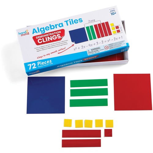 hand2mind Algebra Tiles Demonstration Clings - Skill Learning: Mathematics, Visual, Algebra, Exploration - 10-17 Year - 72 Pieces - Blue, Red, Green, Yellow