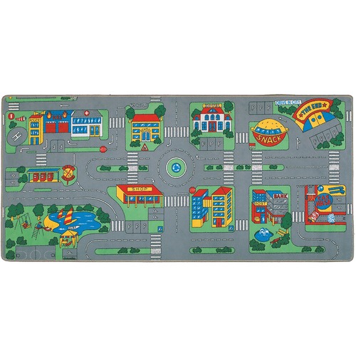Children's Factory City Play Carpet - 79" (2006.60 mm) Length x 36" (914.40 mm) Width - Rectangle - Polyamide