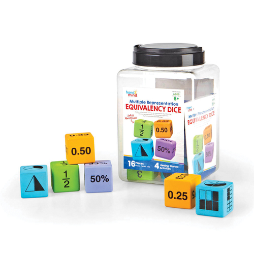 hand2mind Multiple Representation Equivalency Dice - Skill Learning: Fraction, Decimal, Equivalence, Mathematical Representation - 8-13 Year - Multicolor