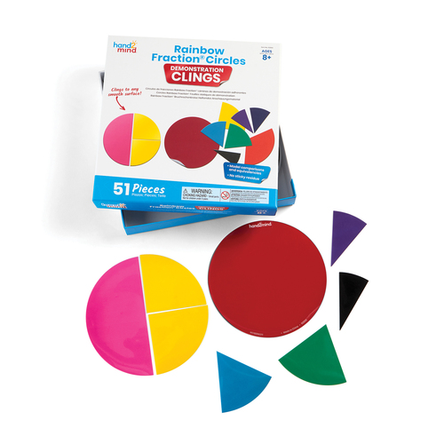 hand2mind Rainbow Fraction Circles Demonstration Clings - Skill Learning: Mathematics, Visual, Fraction, Exploration - 8-13 Year - 51 Pieces - Red, Orange, Pink, Teal, Green, Yellow, Blue, Purple, Black