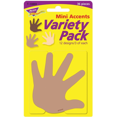 Trend Friendship Hands Mini Accents Variety Pack - Hand - Precut, Durable, Reusable - 3" (76.2 mm) Length - 36 / Pack - Accents - TEPT10869