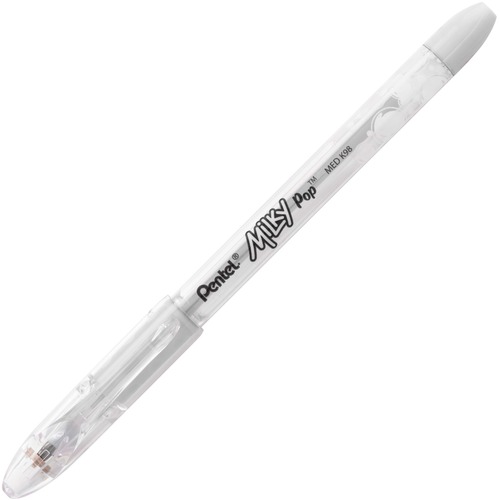 Pentel Arts Milky Pop Rollerball Pen - Medium Pen Point - 0.8 mm Pen Point Size - White Gel-based Ink - Metal Tip - 1 Each - Rollerball Pens - PENK98W