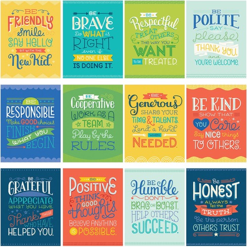 Carson Dellosa Education Mini Posters: Positive Character Traits Poster Set - 8.50" (215.90 mm) Width x 11" (279.40 mm) Height