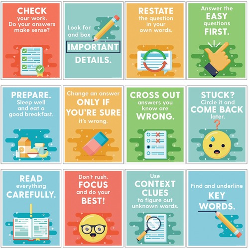 Carson Dellosa Education Mini Posters: Test-Taking Strategies Poster Set - 8.50" (215.90 mm) Width x 11" (279.40 mm) Height - Posters - CDP106013