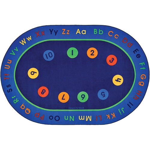 Carpets for Kids Basic Concepts Literacy Rug - 96" (2438.40 mm) Length x 12 ft (3657.60 mm) Width - Oval - Yarn