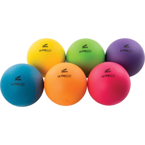 360 Athletics Neon UltraSkin Balls - Set of 6 - 7" (177.80 mm) - Foam - Sky Blue, Purple, Electric Pink, Bright Yellow, Neon Orange, Lime Green - 6 / Set