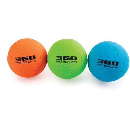 360 Athletics Soft-Grip Soccer Balls - Size 4 - Rubber, Polyvinyl Chloride (PVC) - Assorted - 3 / Set