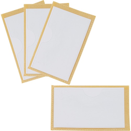 Storex Label Pockets with Adhesive Backing, 3 x 5 Inches, 4-Pack - Support 3" (76.20 mm) x 5" (127 mm) Media - 30 mil (0.76 mm) x 3.63" (92.08 mm) x 5.25" (133.35 mm) - 4 / Pack - Clear