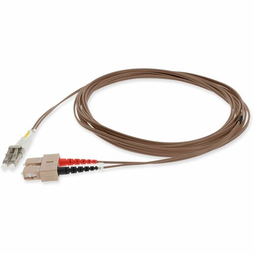 AddOn 1m SC (Male) to LC (Male) Brown OM1 Duplex PVC Fiber Patch Cable - 3.3 ft Fiber Optic Network Cable for Patch Panel, Hub, Switch, Media Converter, Router, Transceiver, Network Device - First End: 2 x LC Network - Male - Second End: 2 x SC Network - 
