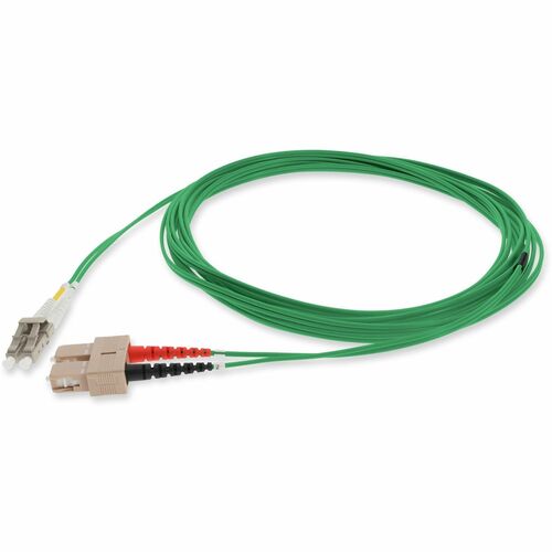 AddOn 1m SC (Male) to LC (Male) Green OM1 Duplex Fiber OFNR (Riser-Rated) Patch Cable - 3.3 ft Fiber Optic Network Cable for Transceiver, Network Device - First End: 2 x LC Network - Male - Second End: 2 x SC Network - Male - 10 Gbit/s - Patch Cable - OFN