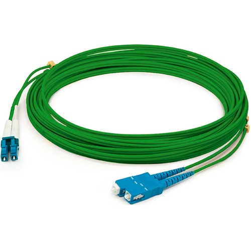 AddOn 20m SC (Male) to LC (Male) Green OM1 Duplex Fiber OFNR (Riser-Rated) Patch Cable - 65.6 ft Fiber Optic Network Cable for Transceiver, Network Device - First End: 2 x LC Network - Male - Second End: 2 x SC Network - Male - 10 Gbit/s - Patch Cable - O