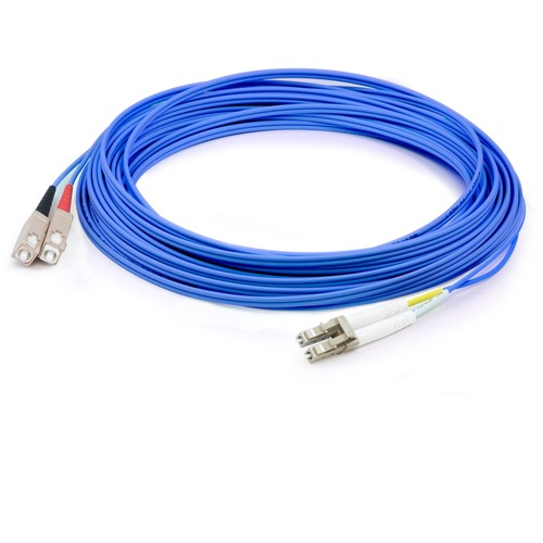 AddOn 5m SC (Male) to LC (Male) Blue OM1 Duplex PVC Fiber Patch Cable - 16.4 ft Fiber Optic Network Cable for Patch Panel, Hub, Switch, Media Converter, Router, Transceiver, Network Device - First End: 2 x LC Network - Male - Second End: 2 x SC Network - 