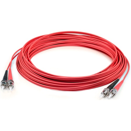 AddOn 20m ST (Male) to ST (Male) Red OM3 Duplex Plenum-Rated Fiber Patch Cable - 65.6 ft Fiber Optic Network Cable for Transceiver, Network Device - First End: 2 x ST Network - Male - Second End: 2 x ST Network - Male - 10 Gbit/s - Patch Cable - Plenum - 