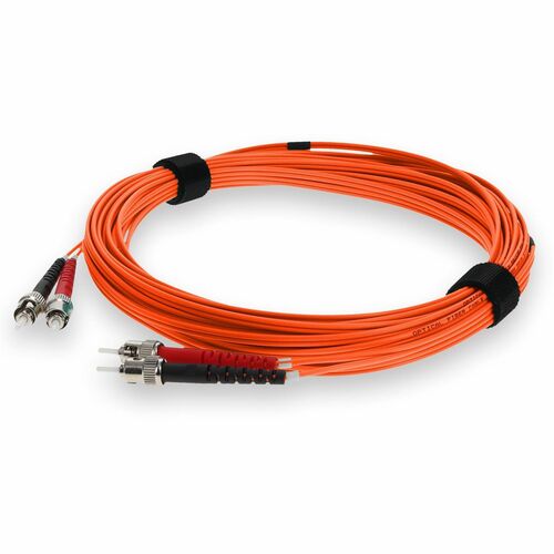AddOn 5m ST (Male) to ST (Male) Orange OM3 Duplex Plenum-Rated Fiber Patch Cable - 16.4 ft Fiber Optic Network Cable for Transceiver, Network Device - First End: 2 x ST Network - Male - Second End: 2 x ST Network - Male - 10 Gbit/s - Patch Cable - Plenum 