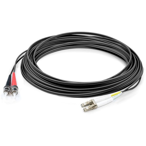 AddOn 5m LC (Male) to ST (Male) Black OM3 Duplex Plenum-Rated Fiber Patch Cable - 16.4 ft Fiber Optic Network Cable for Transceiver, Network Device - First End: 2 x LC Network - Male - Second End: 2 x ST Network - Male - 10 Gbit/s - Patch Cable - Plenum -