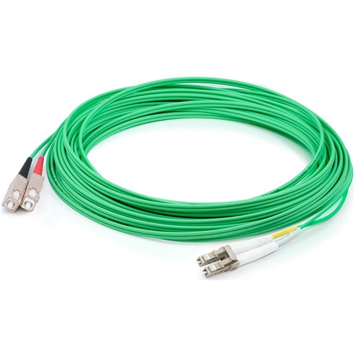AddOn 3m LC (Male) to SC (Male) Green OM1 Duplex PVC Fiber Patch Cable - 9.8 ft Fiber Optic Network Cable for Transceiver, Patch Panel, Hub, Switch, Media Converter, Router, Network Device - First End: 2 x LC Network - Male - Second End: 2 x SC Network - 