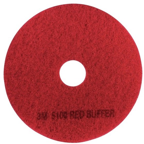 3M 5100 Buffing Floor Pads, 19" , Red, Pack Of 5 Pads - 5/Pack - Round x 19" Diameter - Cleaning, Buffing, Scrubbing - Sheet Vinyl, Vinyl, Terrazzo, Marble, Concrete, Marble Floor - 175 rpm to 600 rpm Speed Supported - Reversible, Durable - Synthetic Fibe