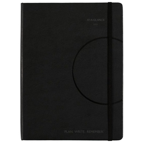 At-A-Glance Appointment Book - Large Size - Monthly, Weekly - 12 Month - 2021 - December - 7:00 AM to 6:00 PM - Hourly - 7 1/2" x 9 3/4" Ivory Sheet - Book Bound - Bungee Strap - Black - Faux Leather - Black Cover - 9.8" Height x 7.5" Width - Reference Ca