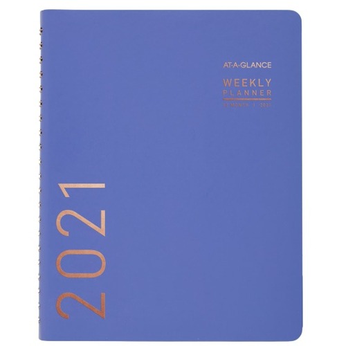 At-A-Glance Appointment Book - Medium Size - Monthly, Weekly - 12 Month - 2021 - December - 8:00 AM to 5:30 PM - Half-hourly - 11" x 8 1/4" White Sheet - Wire Bound - Blue - Faux Leather - Periwinkle Cover - 8.3" Height x 11" Width - Appointment Schedule,