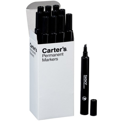 Avery® Carter's Chisel-Tip Permanent Marker, Black - Chisel Marker Point - Black Ink - Liquid - Black Barrel - 1 Each