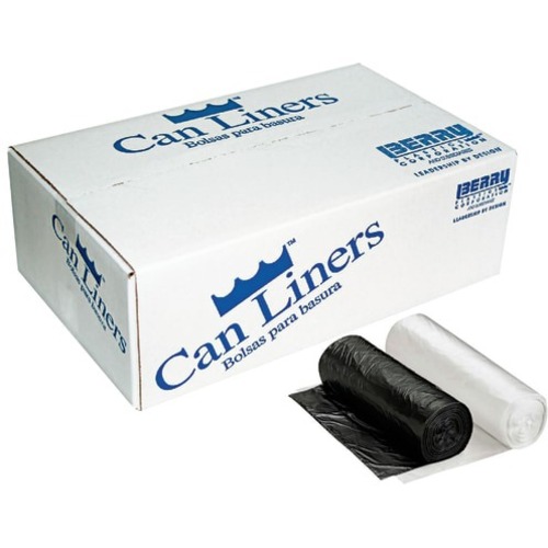 Berry Trash Can Liners, 14 Microns Thick, 24" x 33", Carton Of 500 - 24" Width x 33" Length - 0.55 mil (14 Micron) Thickness - High Density - Polypropylene - 500/Carton - Multipurpose