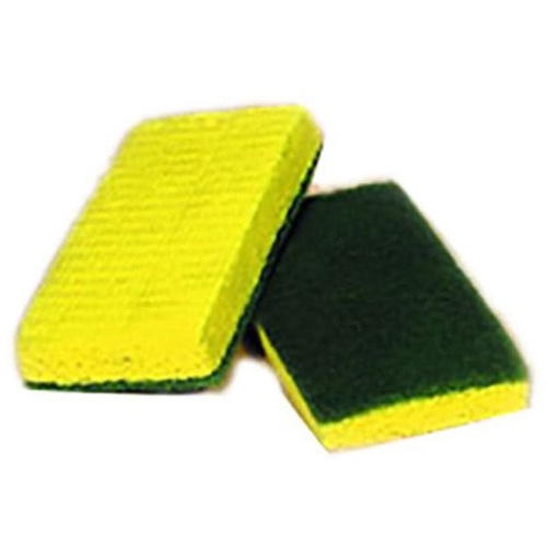 Bunzl All-Purpose Scrubbing Pad Sponges, Tellow/Green, Box Of 20 - 20 / Box - Synthetic - Yellow, Green