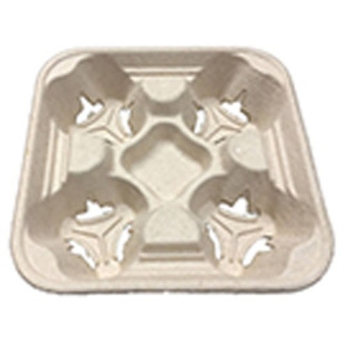 Primeware 4-Compartment Pulp Holder For 32-80 Oz Paper Cups, Tan, Case Of 300 - Tan - Paper, Pulp Paper Body - 4 Carton