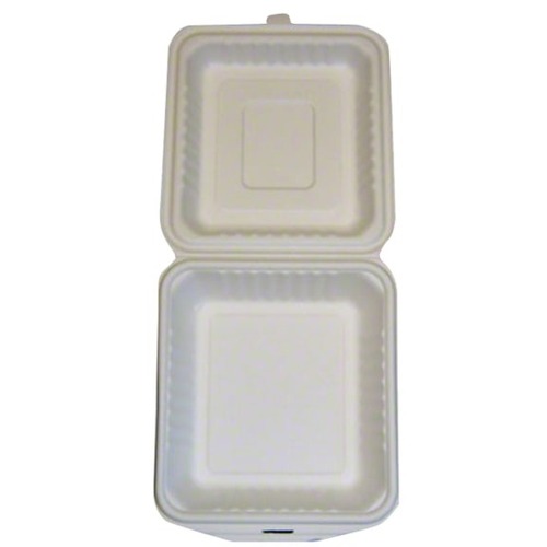 Primeware Paper Hinged Food Containers, 8" x 8" , Tan, Pack Of 200 - Food Storage - Tan - Paper Body - 2 Carton