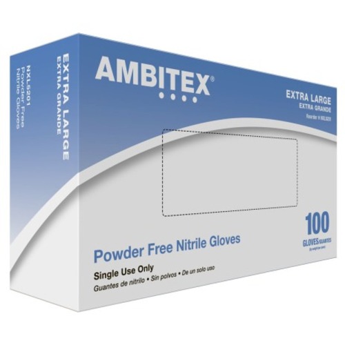 Daxwell Powder-Free Nitrile Gloves, X-Large, Box Of 100 - Extra Large Size - Durable, Stretchable, Water Resistant - For General Purpose - 100 / Box