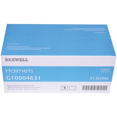Daxwell Nylon Hairnets, 21" , Black, 144 Hairnets Per Box, Case Of 10 Boxes - Recommended for: Hair, Cleaning, Food Processing, Manufacturing, Spa - Nylon, Nonwoven - Black - Sturdy - 144 / Box