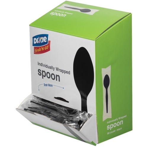Dixie Grab 'N Go Spoons, Black, 90 Per Box, Pack Of 6 Boxes - Spoon - 1 x Spoon - Breakroom, Kitchen - Disposable - Black - 90 / Box