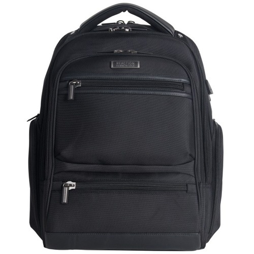 Kenneth Cole Reaction Carrying Case (Backpack) for 17" Notebook - Black - Fabric, Polyester, 1680D Polyester Body - Checkpoint Friendly - Shoulder Strap, Handle, Trolley Strap - 17.3" Height x 13.5" Width x 8" Depth - 6.86 gal Volume Capacity - 1 Pack