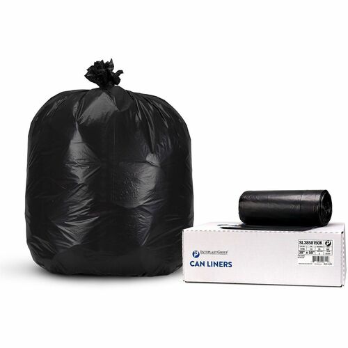 Inteplast LLDPE Can Liners, 1.5 mil, 38" x 58" , Black, Pack Of 100 Liners - 60 gal Capacity - 58" Width x 1.50 mil (38 Micron) Thickness - Low Density - Black - Linear Low-Density Polyethylene (LLDPE) - 100 / Pack