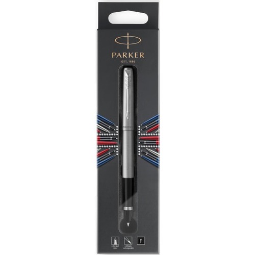 Parker Jotter Rollerball Pen, Fine Point, 0.5 mm, Stainless-Steel Barrel, Black Ink - Fine Pen Point - 0.5 mm Pen Point Size - Refillable - Black - Stainless Steel Stainless Steel Barrel - 1 Pack