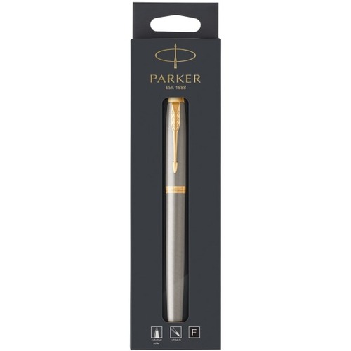 Parker IM Rollerball Pen, Fine Point, 0.5 mm, Black/Gold Barrel, Black Ink - Fine Pen Point - 0.5 mm Pen Point Size - Refillable - Black - Black, Gold Barrel - 1 Pack
