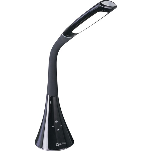 OttLite Swerve LED Desk Lamp with 3 Color Modes and USB - 23" Height - 5.1" Width - LED Bulb - Black - Flexible Neck, Adjustable Height, Adjustable Brightness, Adjustable Arm, Dimmable, Touch-activated, USB Charging - ABS - Desk Mountable, Table Top - Bla