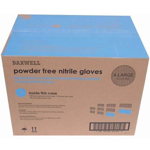 Daxwell Daxwell Nitrile Gloves, X-Large, 100 Pairs Per Box, Case Of 10 Boxes - Extra Large Size - Clear - For General Purpose - 100 / Box