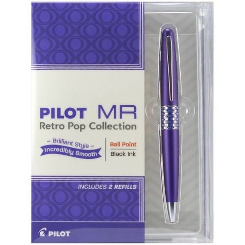 Pilot Metropolitan Ballpoint Pen - Medium Pen Point - 1 mm Pen Point Size - Refillable - Retractable - Black Oil Based Ink - Purple Brass Barrel - 1 Each