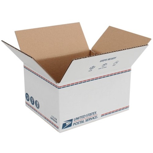 Pratt United States Post Office Shipping Box, 11" x 9" x 6" , White - External Dimensions: 11" Length x 9" Width x 6" Height - 200 lb - Standard Duty - 32 ECT - Corrugated Cardboard, Paper - White - For Moving, Shipping, Storage - 1 Each
