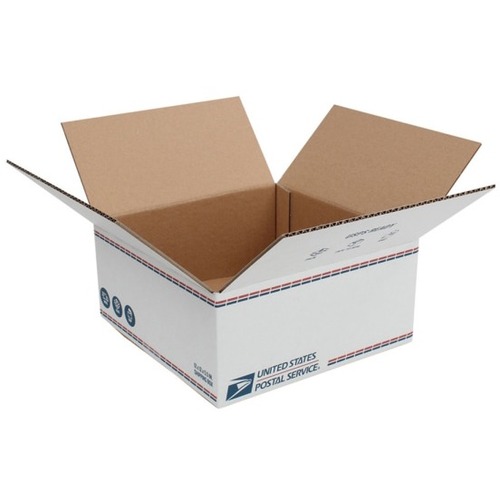 Pratt United States Post Office Shipping Box, 12" x 12" x 5-1/2" , White - External Dimensions: 12" Length x 12" Width x 5.5" Height - 200 lb - Standard Duty - 32 ECT - Corrugated Cardboard, Paper - White - For Book, Shipping, Collectible - 1 Each